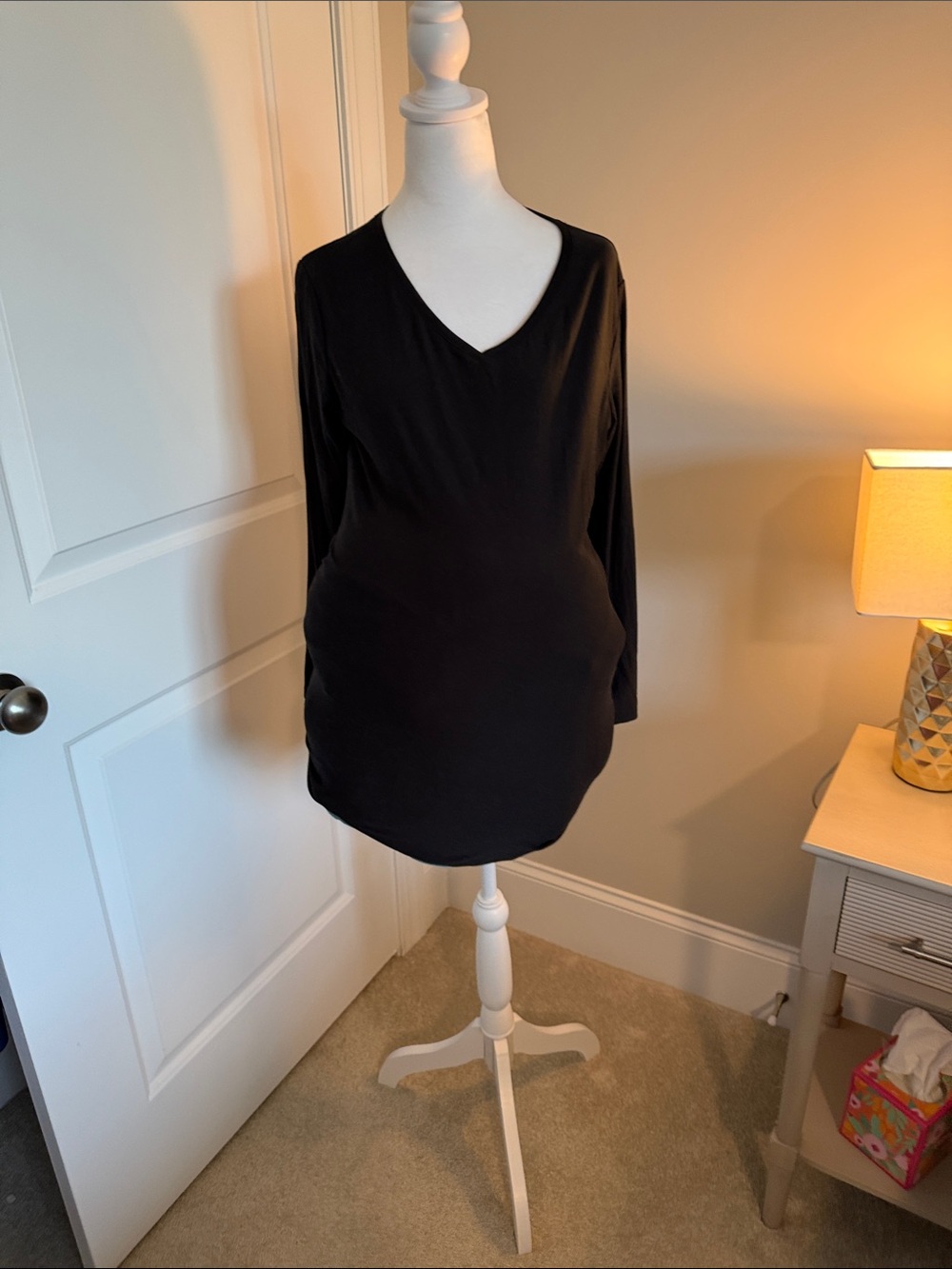 Classic Black V-Neck Long Sleeve Top